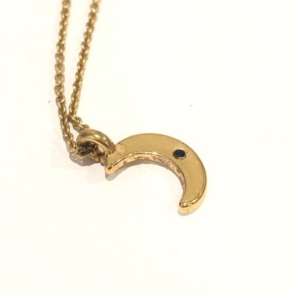 Wren Gold and Sapphire Moon Necklace - Picture 4 of 10